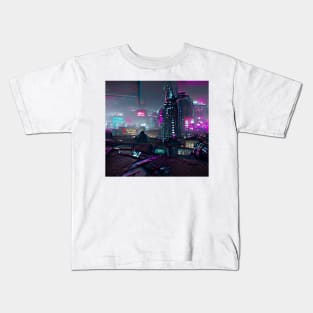 Cyberpunk Noir City Conceptualized Kids T-Shirt